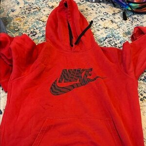 Nike Red Hoodie with Black Graphic